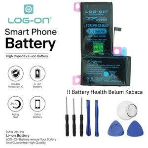 Baterai Log On - Untuk IP XS Max Power Plus - Kapasitas 3870mAh Battery Batre - 1 Tahun Garansi