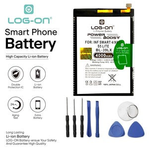 Baterai Log On BL-39LX Untuk Infinix Smart 4 ( X653 ) / S5 ( X652 ) / S5 LITE ( X652B/C ) BL39LX Power Boost - Kapasitas 4000mAh Original Battery Batre - 1 Tahun Garansi