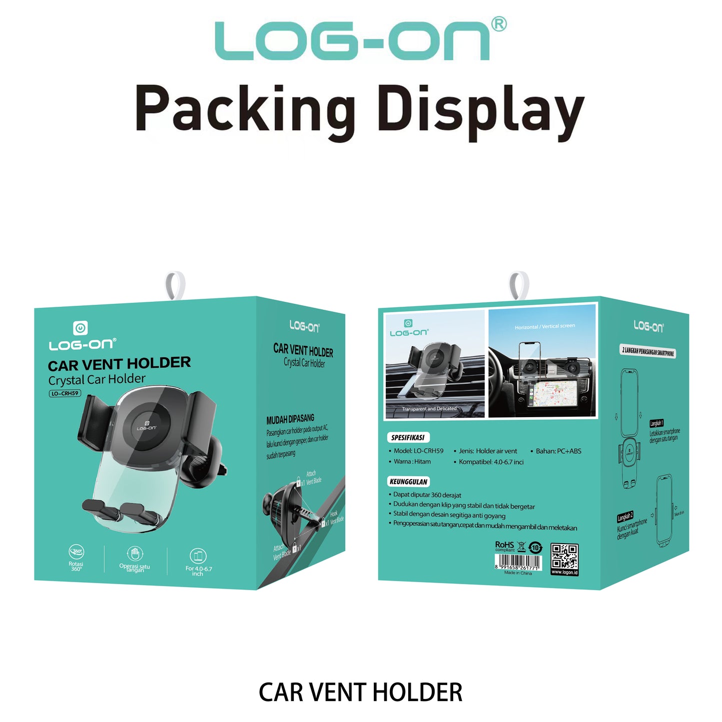 LOG ON CAR VENT HOLDER AC MOBIL LO-CRH59
