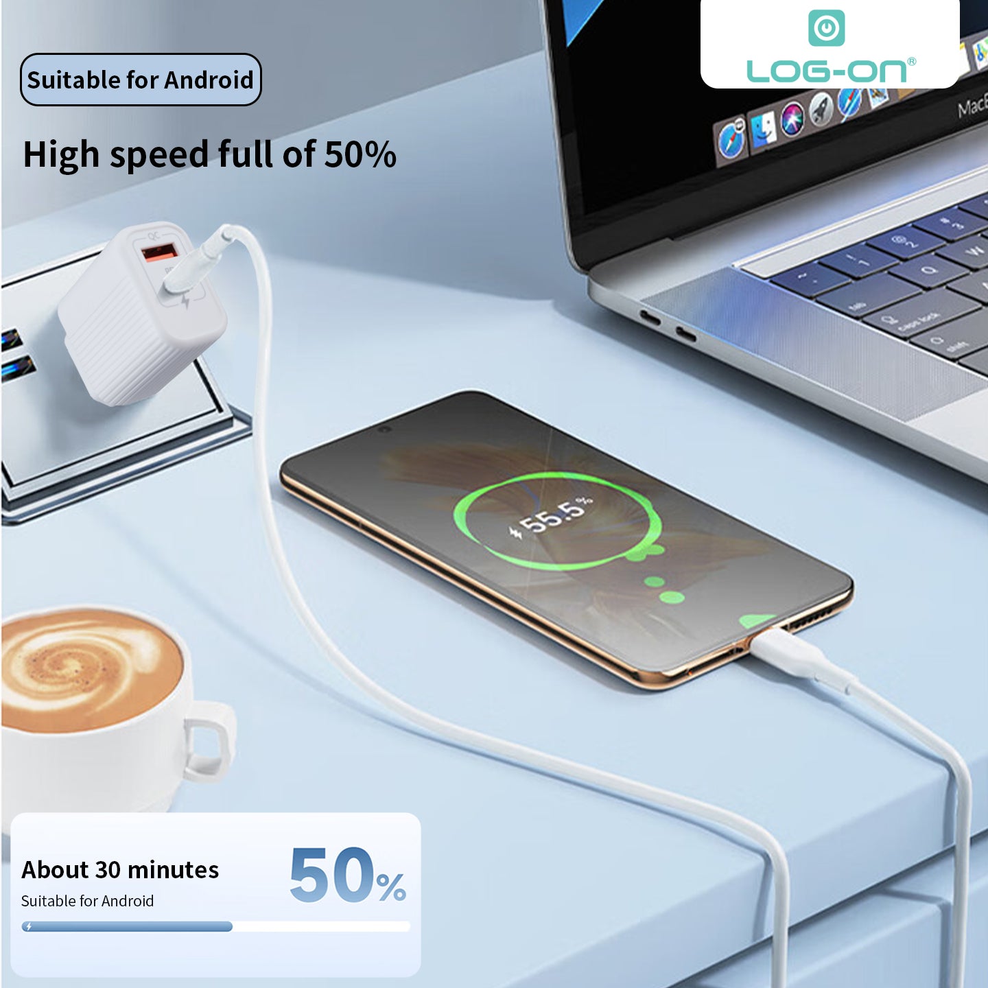 LOG ON POWERBANK 22.5W 10.000mAh HULK VII JGO-700H BUILT IN CABLE USB, IPHONE, TYPE C FAST CHARGING-GARANSI RESMI