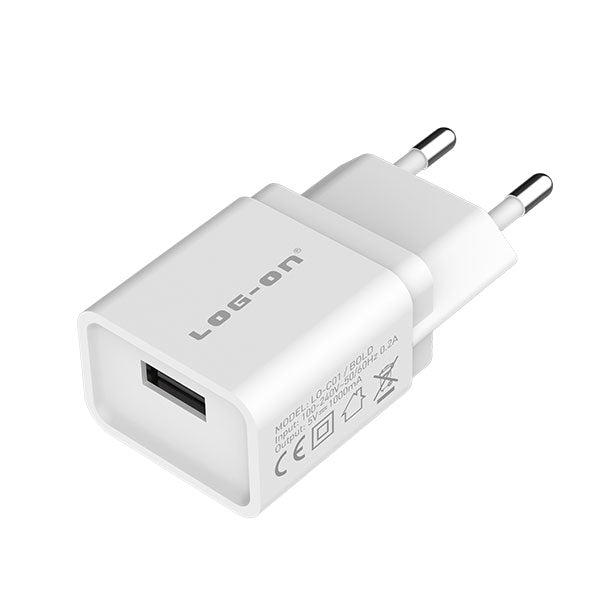 LOG ON BATOK HITAM 1USB 1.2A BOLD LO-C01 ADAPTOR CHARGER
