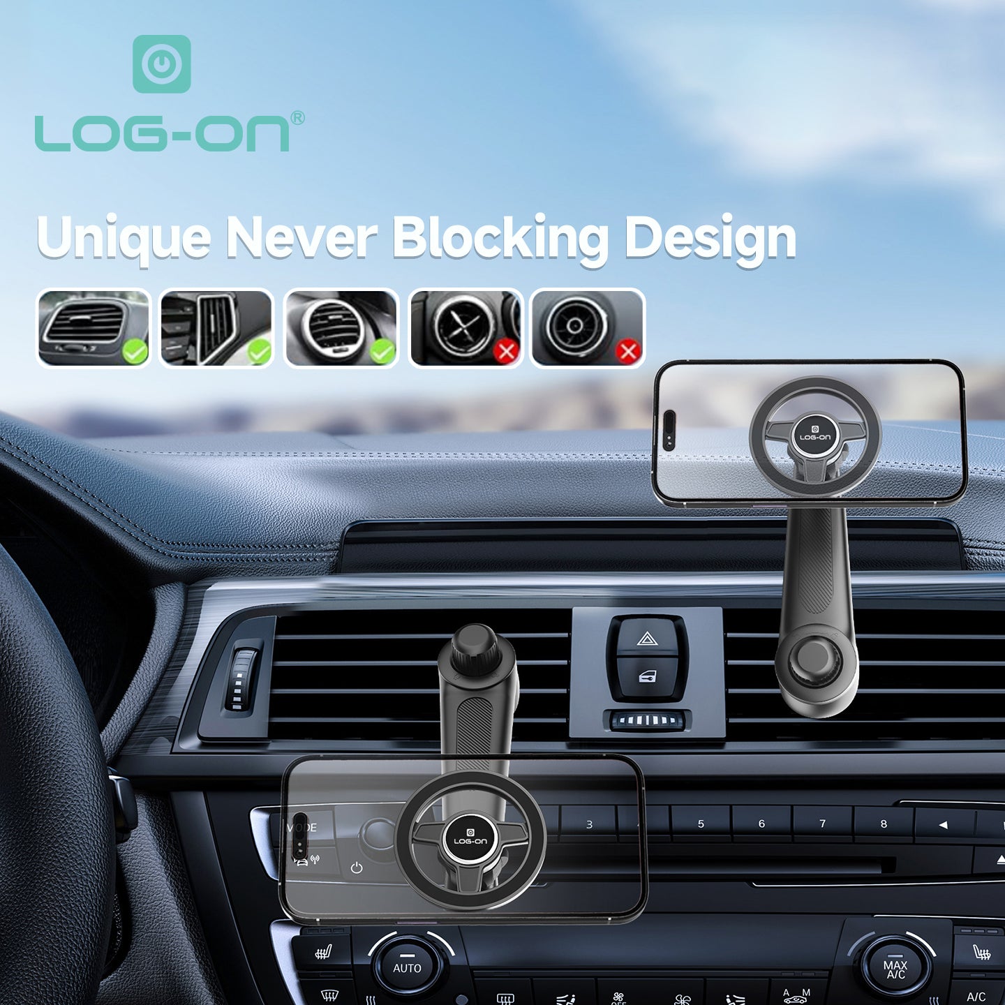 LOG ON MAGSAFE CAR HOLDER (AIR VENT) LO-CRH65 BISA DIGUNAKAN UNTUK SEMUA TYPE SMARTPHONE