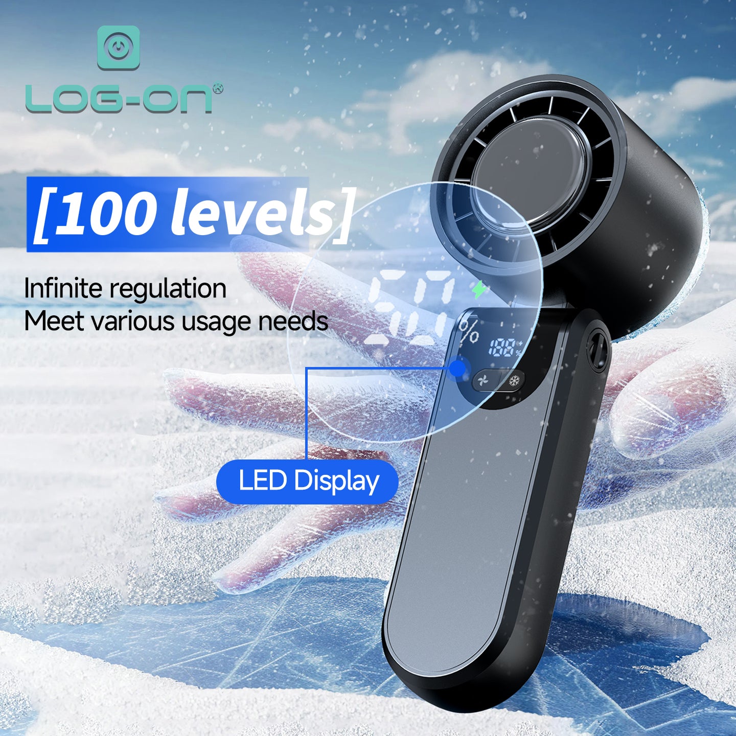 LOG ON KIPAS ANGIN MINI TURBO COOLING FAN 2.0 KIPAS PENDINGIN MINI HIGH SPEED 4000mAh LO-MFAN1