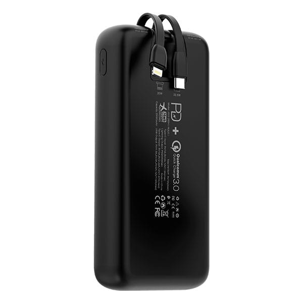 LOG ON POWERBANK 22.5W 20.000mAh PD+QC3.0 JGO-200H BUILT IN CABLE IPHONE, TYPE C FAST CHARGING-GARANSI RESMI