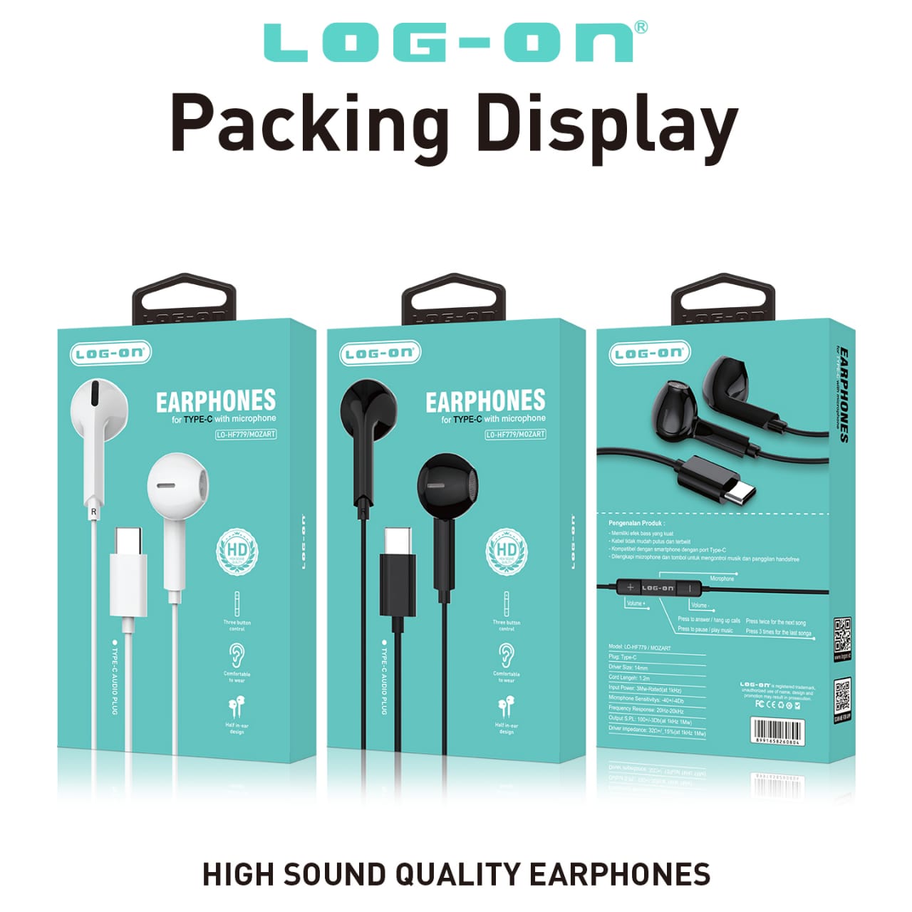 LOG ON HEADSET TYPE C MOZART LO-HF779 HANDSFREE-GARANSI RESMI (UNTUK ANDROID TYPE C, IPHONE 15/16 & LAPTOP)