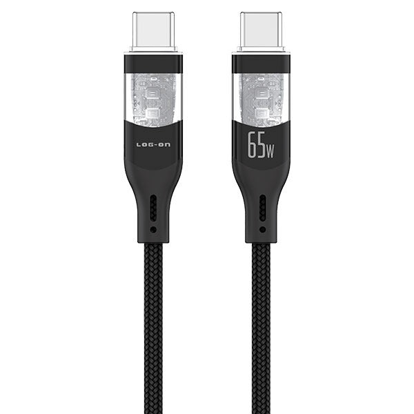LOG ON KABEL C TO C 65W TRANSPARENT LO-CB73 FAST CHARGING KBL DATA DAN CHARGE