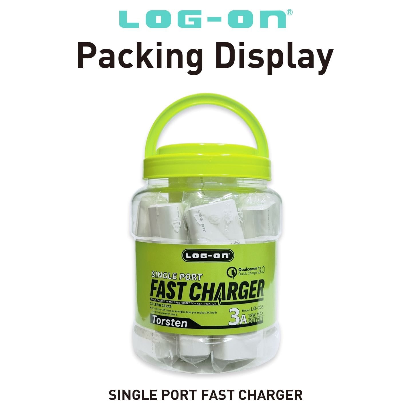 LOG ON ADAPTER CHARGER 18W 3A LO-C35 FAST SINGLE PORT  (TANPA KABEL)