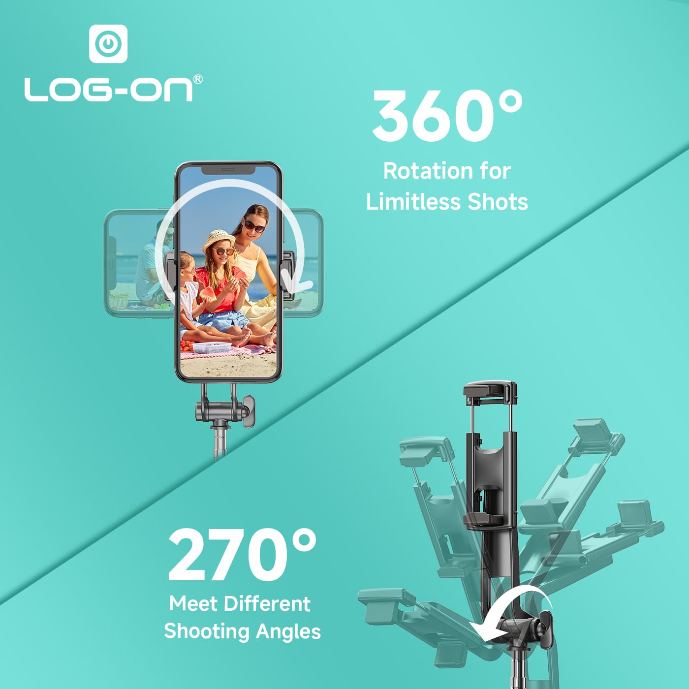 LOG ON WIRELESS SELFIE STICK 130 CM ULTRA HEIGHT LO-TS01 TONGSIS BLUETOOTH TRIPOD BLUETOOTH