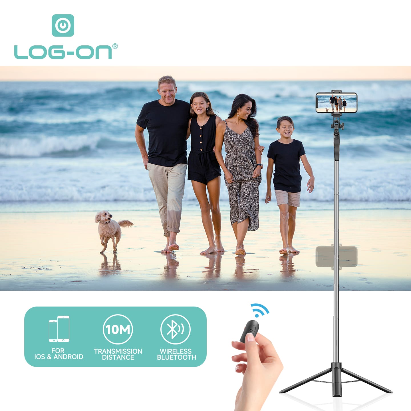 LOG ON WIRELESS SELFIE STICK 180CM ULTRA HEIGHT LO-TS01 TONGSIS BLUETOOTH TRIPOD BLUETOOTH