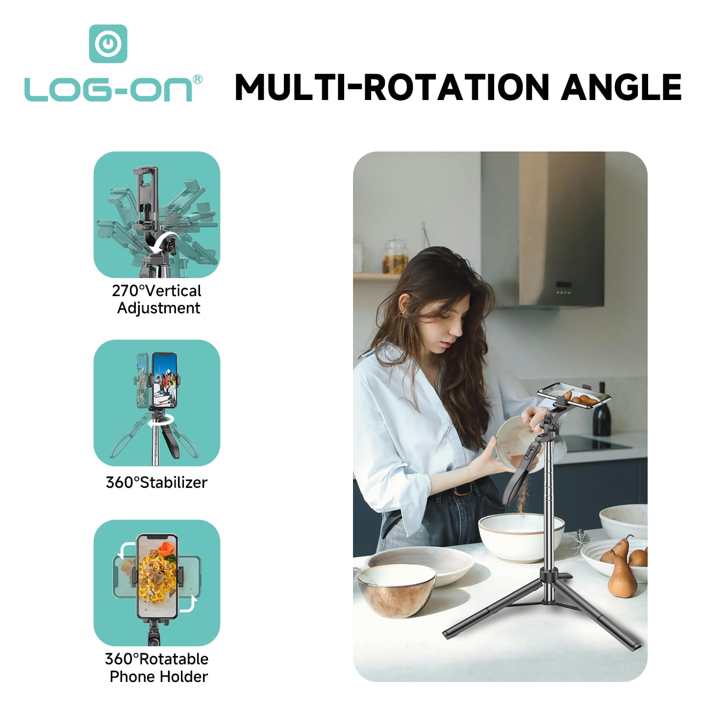 LOG ON WIRELESS SELFIE STICK 180CM ULTRA HEIGHT LO-TS01 TONGSIS BLUETOOTH TRIPOD BLUETOOTH