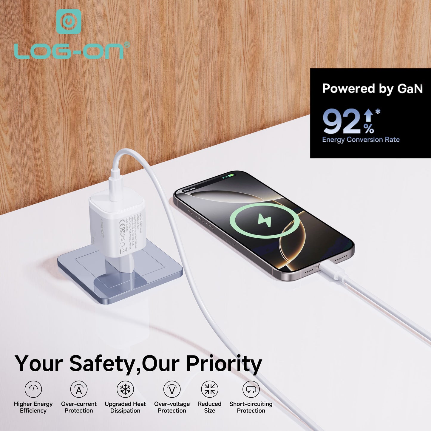 LOG ON ADAPTER QUICK CHARGER 30W LO-C59 Powered by GaN FAst Charging