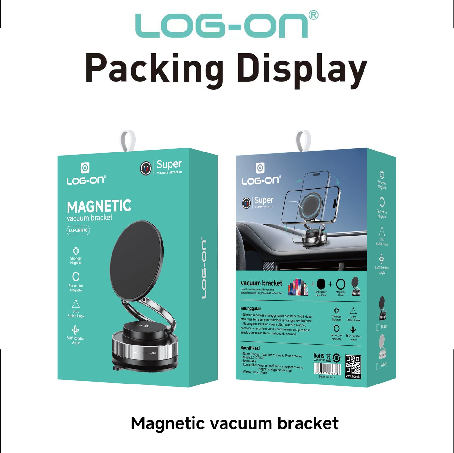 LOG ON Stand Holder Magnetic Vacuum Tempel Rotation 360 LO-CRH70