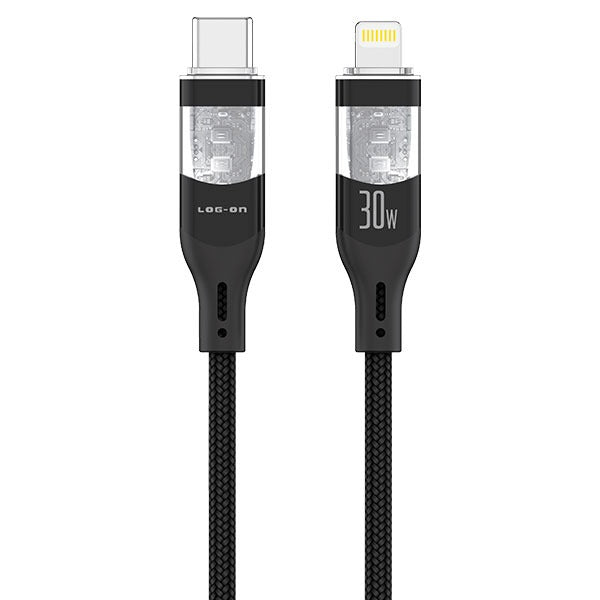 LOG ON KABEL C TO C 65W TRANSPARENT LO-CB73 FAST CHARGING KBL DATA DAN CHARGE