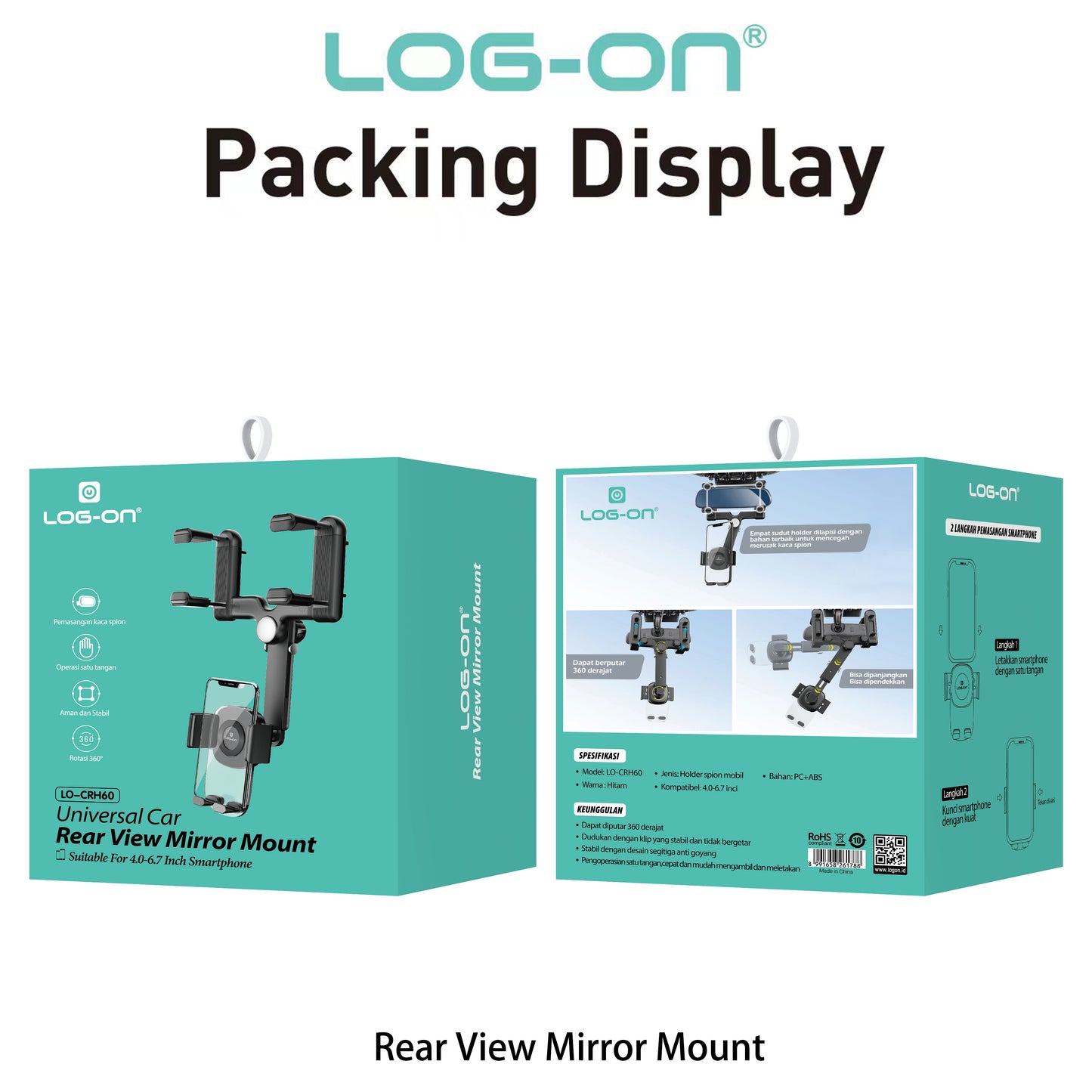 LOG ON HOLDER UNTUK SPION TENGAH MOBIL LO-CRH60 REAR VIEW MIRROR MOUNT