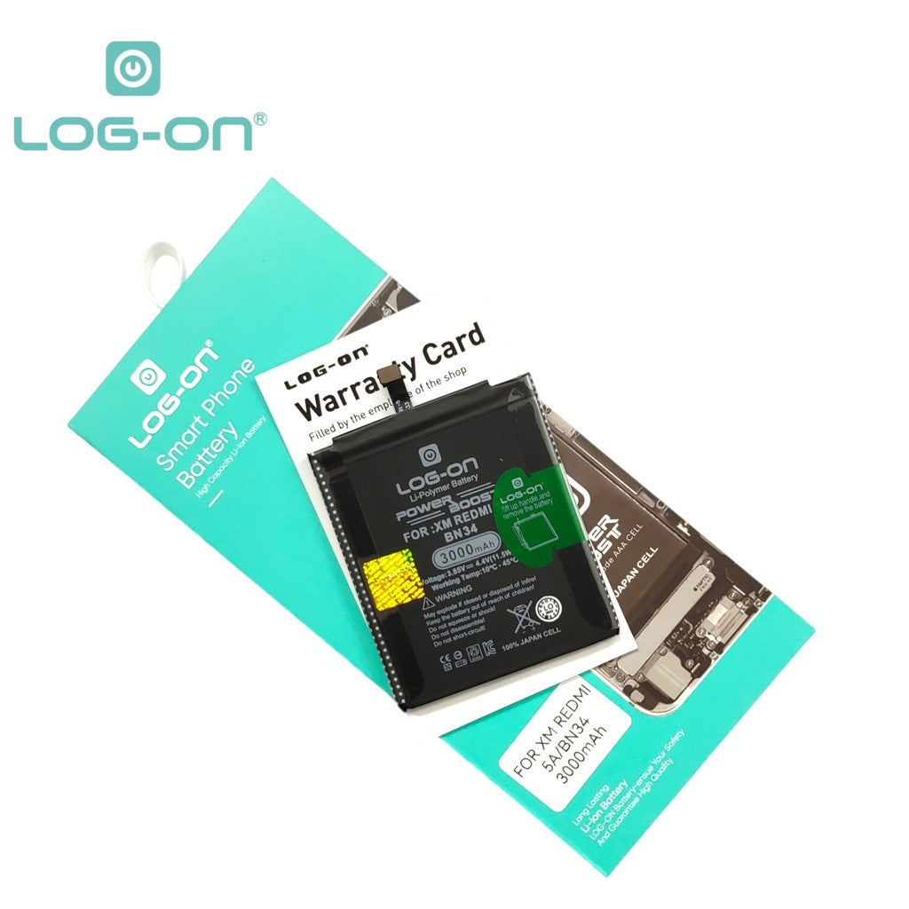 LOG ON BATERAI XIAOMI REDMI 5A BN34 LOG-ON BATRE DOUBLE POWER DOUBLE IC BATTERY