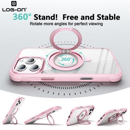 LOG ON Magsafe Armor Case For IPHONE Series-360 Metal Kickstand, Military Grade Premium Case
