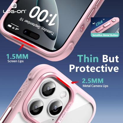 LOG ON Magsafe Armor Case For IPHONE Series-360 Metal Kickstand, Military Grade Premium Case