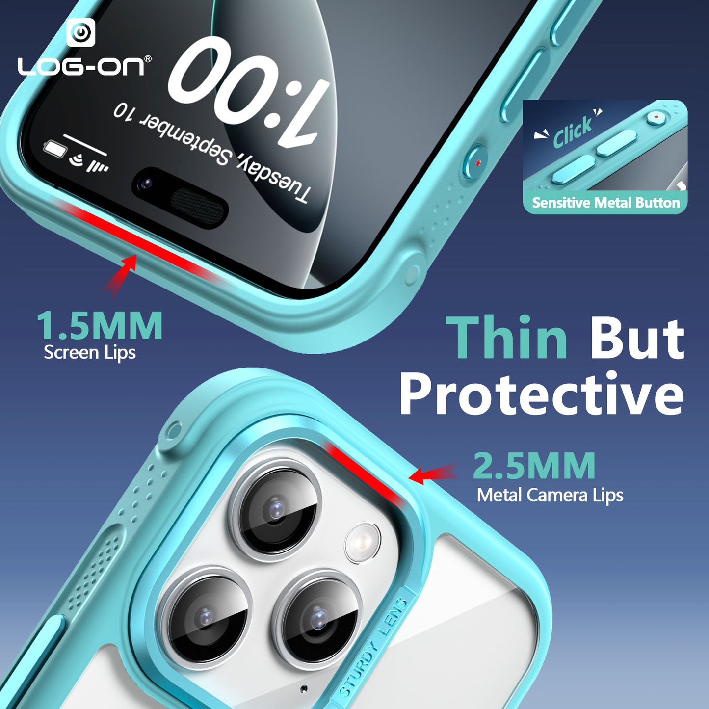 LOG ON Magsafe Armor Case For IPHONE Series-360 Metal Kickstand, Military Grade Premium Case