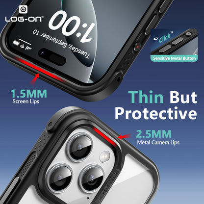 LOG ON Magsafe Armor Case For IPHONE Series-360 Metal Kickstand, Military Grade Premium Case