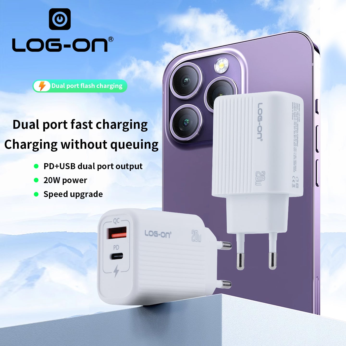 LOG ON POWERBANK 22.5W 10.000mAh HULK VII JGO-700H BUILT IN CABLE USB, IPHONE, TYPE C FAST CHARGING-GARANSI RESMI