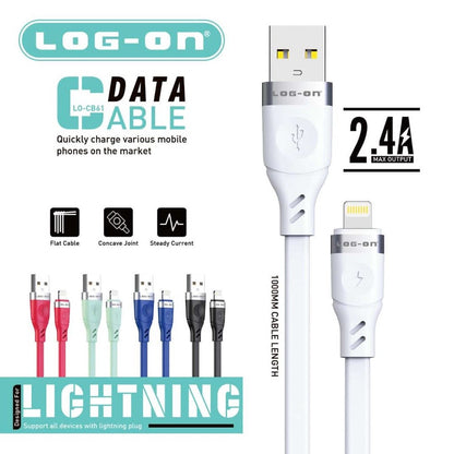 LOG ON KABEL IPHONE 3A 1M LO-CB61 QUICKLY CHARGE (KABEL CHARGE DAN DATA)