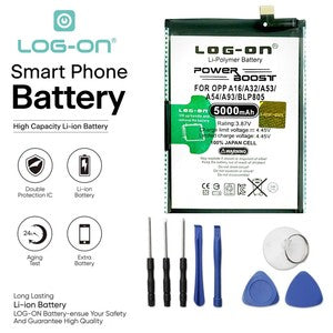 Baterai Log on BLP-805 Untuk Oppo A16 / A32 2020 / A33 / A53 / A54 / A55 4G / A93 5G BLP805 Power Boost 5000mAh Original 1 Tahun Garansi Battery Batre
