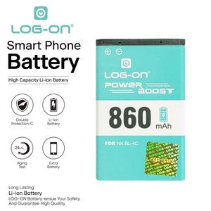 Baterai Log on BL-4C Untuk Nokia BL4C Power Boost - Kapasitas 860mAh Batter Batre - 1 Tahun Garansi