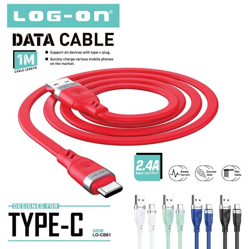 LOG ON KABEL TYPE C 3A 1M LO-CB61 QUICKLY CHARGE (KABEL CHARGE DAN DATA)