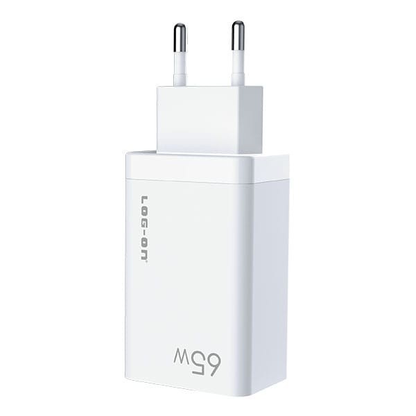 LOG ON CHARGER 3PORT PD 65W + QC 4.0 + QC3.0 LO-CPD500 GaN SUPER QUICK CHARGER-GARANSI RESMI