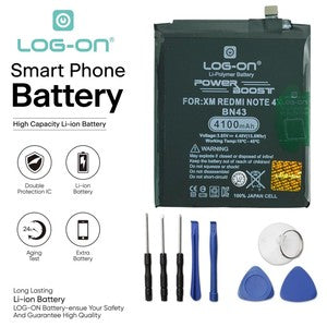 Baterai Log On BN43 Untuk Xiaomi Redmi Note 4X Snapdragon BN-43 Power Boost - Kapasitas 4100mAh Battery Batre - 1 Tahun Garansi