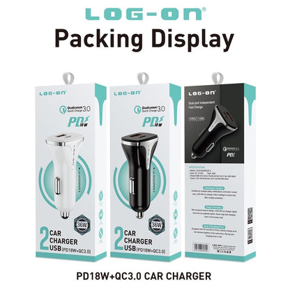 LOG-ON CAR CHARGER 36W PD+QC3.0 SPACE X LO-SV32 (KEPALA CHARGER MOBIL/MOTOR) GARANSI RESMI