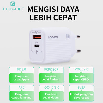 LOG ON POWERBANK 22.5W 10.000mAh HULK VII JGO-700H BUILT IN CABLE USB, IPHONE, TYPE C FAST CHARGING-GARANSI RESMI