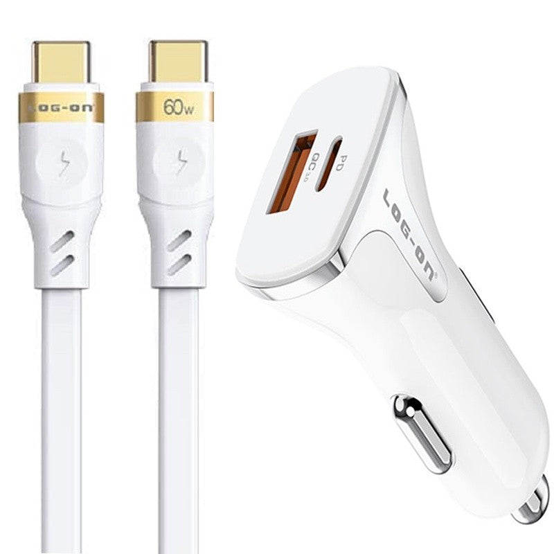 LOG-ON CAR CHARGER 36W PD+QC3.0 SPACE X LO-SV32 (KEPALA CHARGER MOBIL/MOTOR) GARANSI RESMI