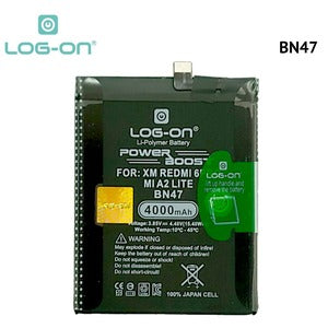 Baterai Log On BN47 Untuk Xiaomi Redmi 6 PRO / Xiaomi MI A2 lite BN-47 Power Boost - Kapasitas 4000mAh Original Battery Batre - 1 Tahun Garansi
