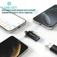 LOG-ON 3 in1 OTG USB For Lightning, Type-C, Micro LO-OT17( bisa digunakan untuk flashdisk dan harddisk sampai 2 TB)