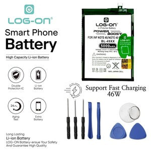 Baterai Log On Untuk BL-49XX Infinix Note 40 ( X6853 / X6852 ) / Note 40 Pro 5G ( X6850 ) / GT20 PRO ( X6871 ) BL49XX Power Boost - Kapasitas 5000mAh Original Battery Batre - 1 Tahun Garansi