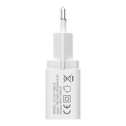 LOG ON BATOK 1USB 1.2A BOLD LO-C01/ 2.1A LO-C01L USB A ADAPTOR CHARGER