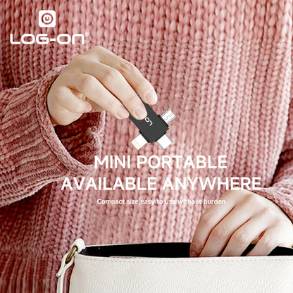 LOG-ON 3 in1 OTG USB For Lightning, Type-C, Micro LO-OT17( bisa digunakan untuk flashdisk dan harddisk sampai 2 TB)