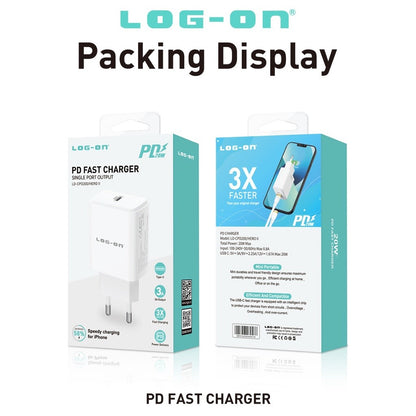 LOG-ON Kepala Charger 20w Power Delivery Type C Fast Charging