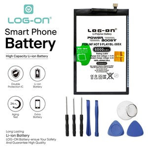Baterai Log on BL-58BX Untuk Infinix Hot 9 Play / Hot 10 Play / Hot 10s / Hot 11 Play  / Hot 12 Play / Hot 30 Play BL58BX Power Boost 6000mAh