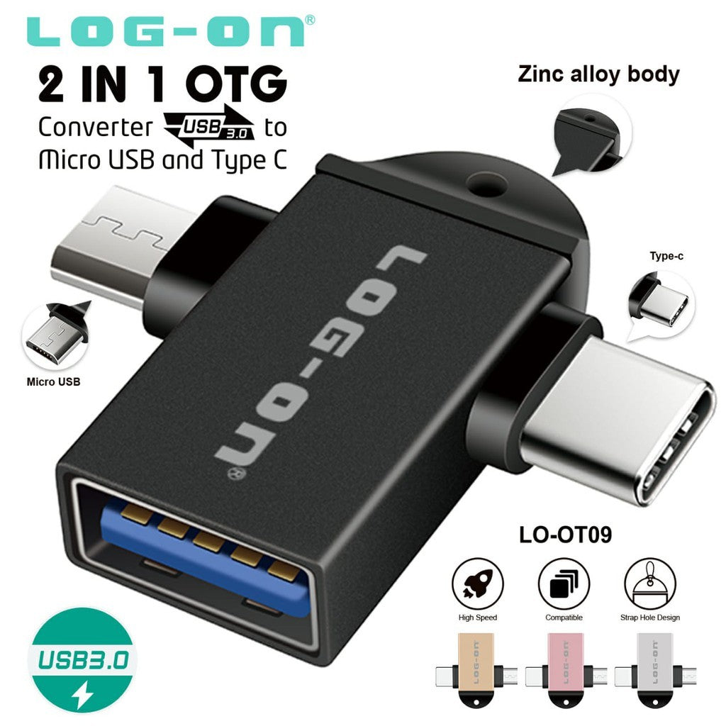 LOG ON OTG 2in1 (TYPE C & MICRO) LO-OT09 CONVERTER USB 3.0 TO MICRO AND TYPE C