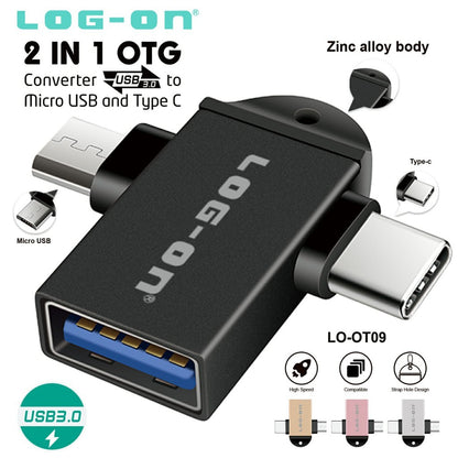LOG ON OTG 2in1 (TYPE C & MICRO) LO-OT09 CONVERTER USB 3.0 TO MICRO AND TYPE C