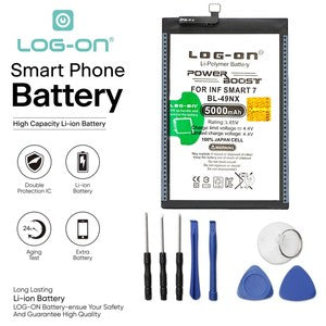 Baterai Log on BL-49NX Untuk Infinix Smart 7 / Smart 8 / Smart 8 Pro / Smart 8 Plus / Hot 30i / Hot 40i BL49NX Power Boost - Kapasitas 500mAh Original Battery Batre - 1 tahun Garansi