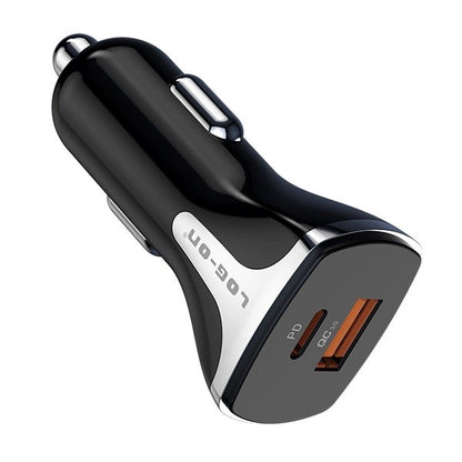 LOG-ON CAR CHARGER 36W PD+QC3.0 SPACE X LO-SV32 (KEPALA CHARGER MOBIL/MOTOR) GARANSI RESMI