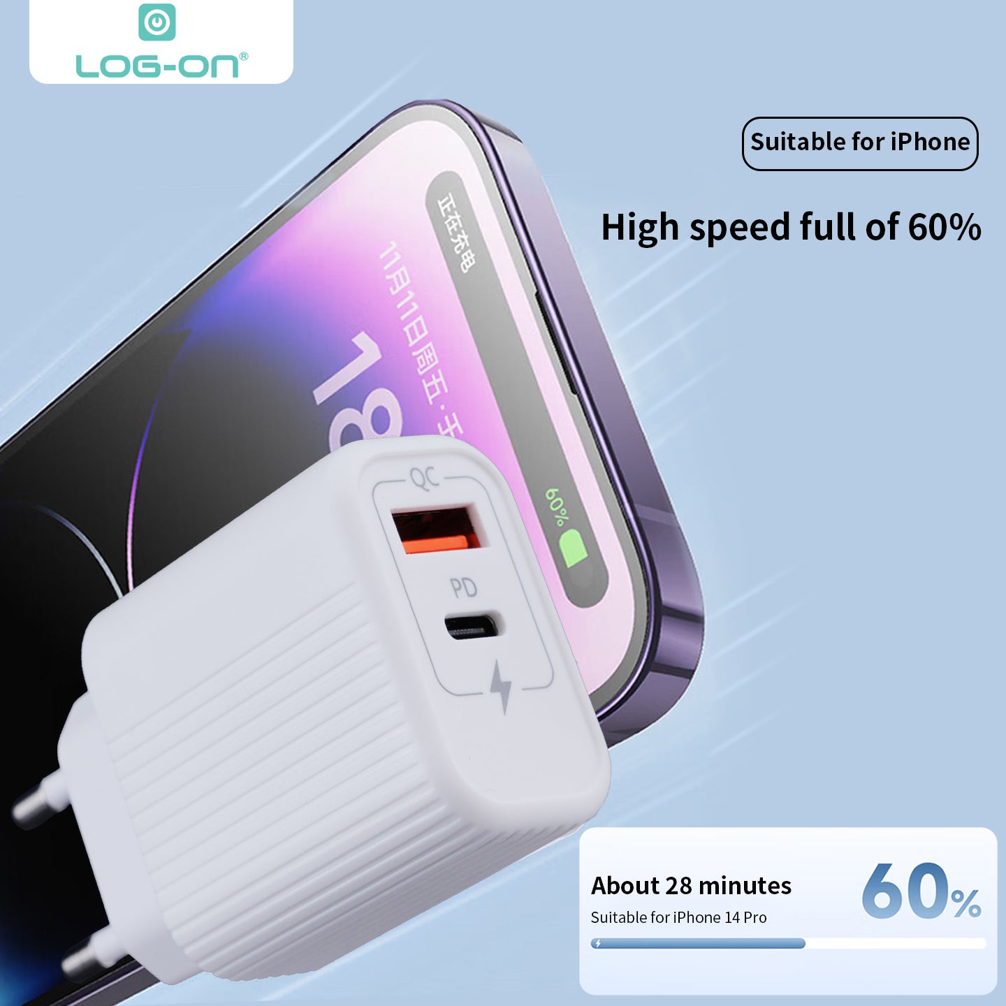 LOG ON POWERBANK 22.5W 10.000mAh HULK VII JGO-700H BUILT IN CABLE USB, IPHONE, TYPE C FAST CHARGING-GARANSI RESMI