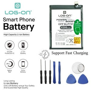 Baterai Log on BLP757 Untuk Realme 6 / 6 Pro BLP-757 Support Fast Charging 4300mAh Battery Batre