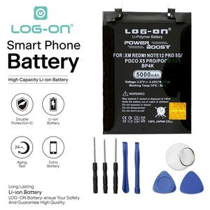 Baterai Log On BP4K Untuk Xiaomi Redmi Note 12 Pro 5G / Pocophone Poco X5 Pro / Poco F5 BP-4K Power Boost - Kapasitas 5000mAh Original Battery Batre - 1 Tahun Garansi