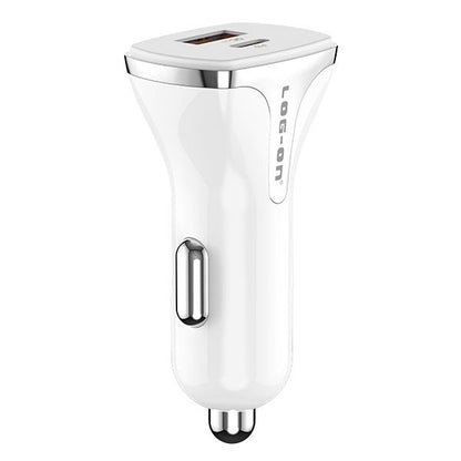 LOG-ON CAR CHARGER 36W PD+QC3.0 SPACE X LO-SV32 (KEPALA CHARGER MOBIL/MOTOR) GARANSI RESMI