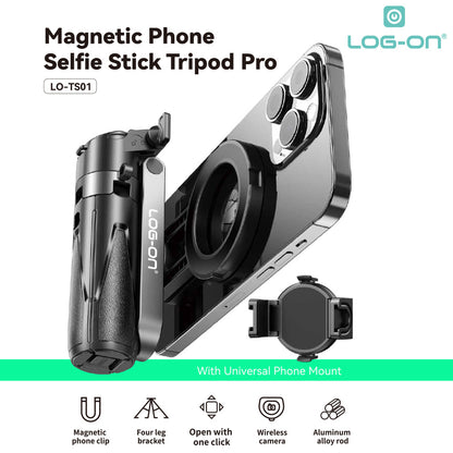 LOG ON MAGNETIC TRIPOD PRO MINI BLUETOOTH 5.2 PHONE GRIP 47.5CM LO-TS01