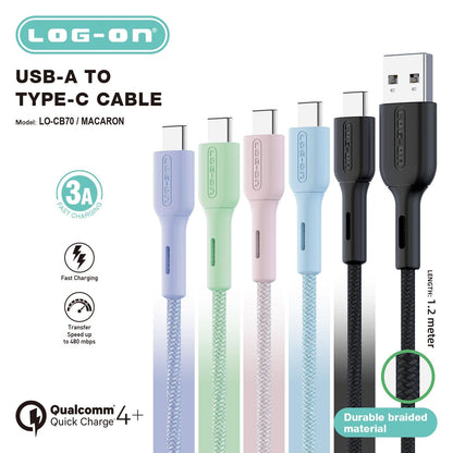 LOG ON KABEL MACARON QUALCOMM 4+ 3A 1.2M LO-CB70 FAST CHARGING